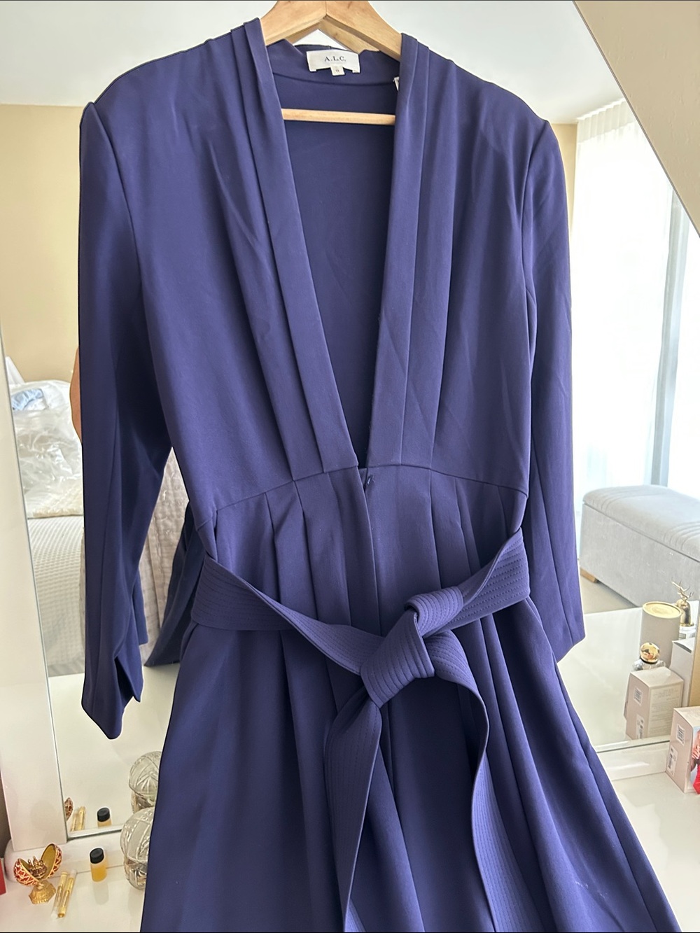 A.L.C. Indigo Wide-Leg Jumpsuit with Self-Tie Belt